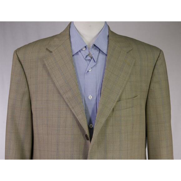 Faconnable by Cantarelli Gold Checkered Wool Sportcoat Blazer 44R - Picture 3 of 10
